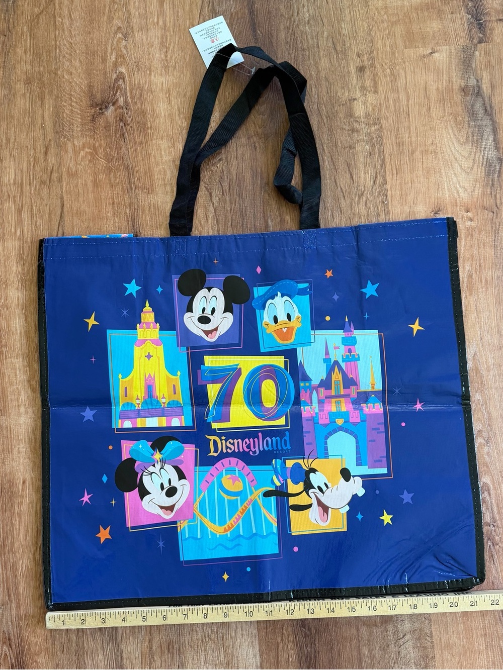 NWT Disneyland 70th Anniversary Reusable Tote Bag - Navy with Mickey & Friends - Picture 2 of 2